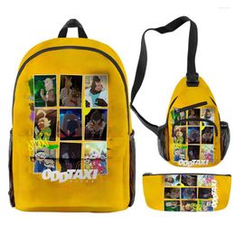 Backpack Harajuku Funny Qiqiao Taxi 3D Print 3pcs/Set Pupil School Bags Travel Laptop Chest Bag Pencil Case