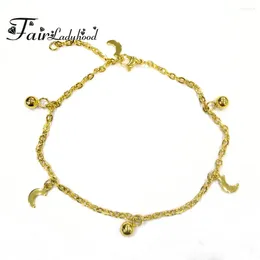 Charm Bracelets FairLadyHood For Women Gold Color Little Moon Stainless Steel Chain Bracelet Birthday Gift Pulseira Feminina