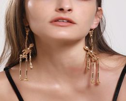 Long Dangle Skeleton Charm Earrings Pendants Gold Plated South American Alloy Earring Jewelry For Women Halloween Party Gift1143974