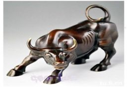 55quot Big Wall Street Bronze Fierce Bull OX Statue012343627588