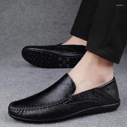 Casual Shoes High Quality Fashionable Breathable Leather For Men Comfortable Soft Soles Non Slip Bean Outdoor Driving Shoe