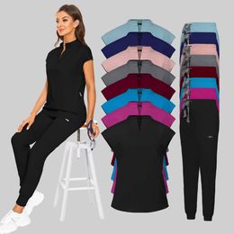 Slim Fit Scrubs Uniforms Women Scrubs Tops Pant Hospital Nurses Accessories Dental Clinic Beauty Salon Spa Lab Workwear 240430