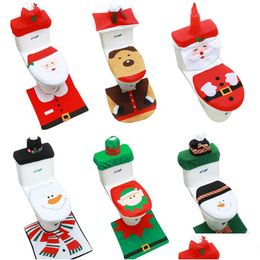 Toilet Seat Covers Christmas Ers Decorations Santa Elf Ornament Bathroom Decor Xmas Home Indoor Drop Delivery Garden Bath Accessories Dh1Pg