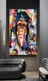 Graffiti Funny Big Mouth Monkey Posters and Prints Animal Art Canvas Paintings Wall Art Pictures for Living Room Home Decoration C3547763