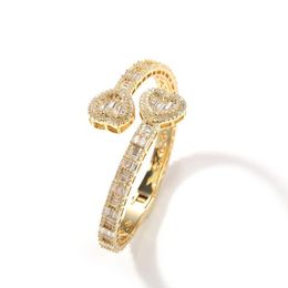 Bangle Bling T Crystal Heart Shape Cuff Bracelets Real Gold Plated Women Gift Jewelry Drop Delivery Dbx Dhp1W