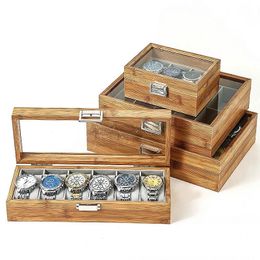 3/6/10/12 Grids Bamboo Fashion Luxury Watch Boxes Watch Organiser Top Quality for Men Women Watches Jewellery Display 240518