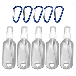 Storage Bottles 5 Portable Plastic Bottle Hand Sanitizer Travel Small Holder Hook Keychain Drop