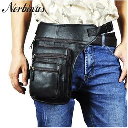 Waist Bags Multifunction Drop Leg Bag Men's Genuine Leather Motorcycle Shoulder Messenger Thigh Pouch Hip Belt Fanny Pack