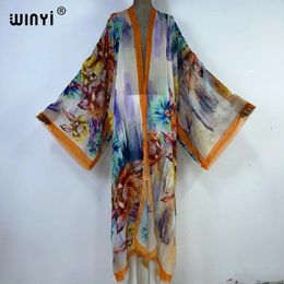 Summer Print Women Cardigan Loose Long Dress Party Boho Maxi Holiday Perspective Sexy Beach Wear Swim Suit Cover Up Kimono