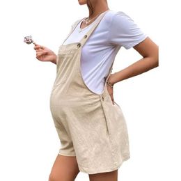 Maternity Bottoms Pregnant womens jumpsuit knee length plus size summer fashion maternity jumpsuit solid Colour maternity jacket H240518