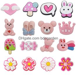 Charms New Arrivals Cute Pink Animals Flower Shoe For Clog Accessories Sandals Decorations Pins Kids Women Favor Gift Drop Delivery Otttw