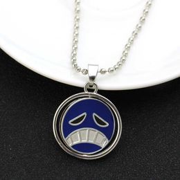 Pendant Necklaces Anime One Piece Necklace Portgas D Ace Keychain Metal Necklace Jewelry Creative Rotating Hanging Chain Necklace J240516