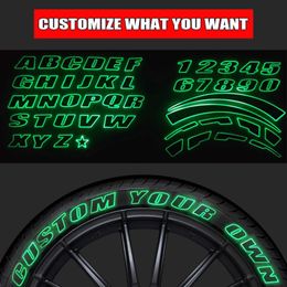 Car Stickers Personalised Car Tyre Outline Fluorescent Stickers DIY Words Permanent PVC New Styling Auto Turning Accessories T240513