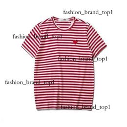 Male And Commes Des Garcons T-Shirt Couple Long Sleeve Designer Embroidered Red Heart Love Black And White T-Shirt Stripes Loose Short Sleeve Plus Size 9690
