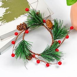 Decorative Flowers Christmas Pinecone Pine Needle Wreath Garland Home Party Pography Props Holiday Ornaments Year 2024 Navidad