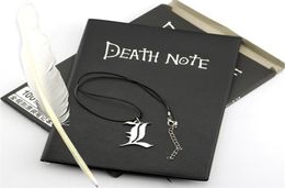 A5 Anime Death Note Notebook Set Leather Journal and Necklace Feather Pen Journal Death Note Pad for Gift D40 C09244432098