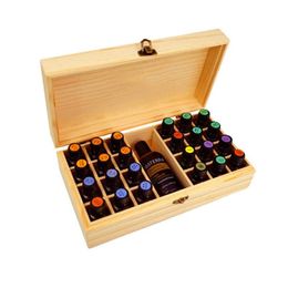 Storage Boxes Bins 25 Holes Essential Oils Wooden Box 5Ml /10Ml /15Ml Bottles Spa Yoga Club Case Organizer Container Drop Delivery Dhzvq