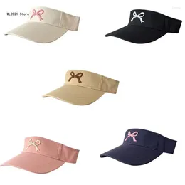 Wide Brim Hats Open Top Baseball Hat Embroidered Bows Outdoor Sport Girl Travel Sun