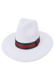 Wide Brim Hats White Men Women 95CM Big Wool Fedora Hat With Chain Ladies Jazz Bowler Felt Panama Sombrero CapWideWide7795601