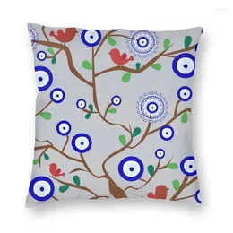 Pillow Mediterranean Lucky Evil Eye Bird Tree Covers Sofa Decoration Nazar Charm Square Case 40x40cm Home Decor