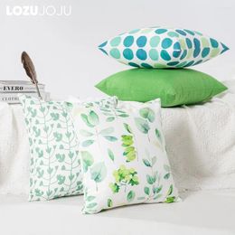 Pillow LOZUJOJU Fresh Green Printed Cover Solid Colour Polyester Fabric Summer For Bedroom Living Room Sofa 45x45cm