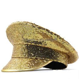 Wide Brim Hats Women Military Hat Double Sequin Festival Halloween Costume Cosplay Bachelorette Party Sergeant Drop Delivery Otcah