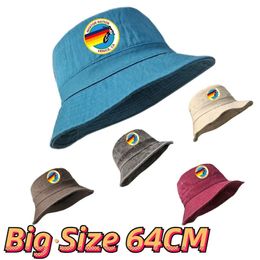 NATION Printing Big Head Plus Size Bucket Hat Pure Cotton Bob Panama Fisherman Hat Man Women 57-64cm Sun Hat 240517