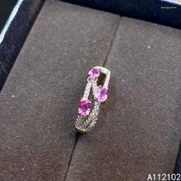 Cluster Rings KJJEAXCMY Fine Jewellery 925 Sterling Silver Inlaid Natural Pink Sapphire Ring Vintage Girl's Support Test