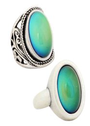 Magic Handmade Mood Stone Fancy Color Change Silver Plated Ring RS019010 2PCSSet3799655