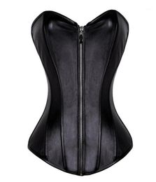 Bustiers Corsets Sexy Women Leather Lace Up Zipper Shiny Corset Bustier Overbust Waist Trainer Body Shaper Plus Size S6XL1235W4135955