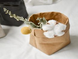 Washable Kraft Paper Bag Plant Flowers Pots Multifunction Home Storage Bag Reuse Small Gift Bags Sandwich Bread Bags4751767