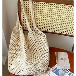 Big Casual Beach Bags for Women Summer Cotton Mesh Woven Tote Bag Shoulder Handbags Large Holiday