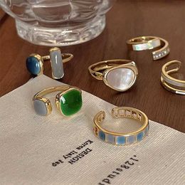 Band Rings Colorful Drip Glue Open RFor Womens 2022 New Fashion Retro Geometry Gold Metal Ring Girl Exquisite Jewelry Gift J240516