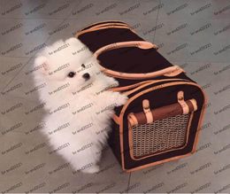 40CM Pet carriers leather Dog Carrier Europe and America popular style Classic Cat Crates With ventilation holes Black Brown6515125