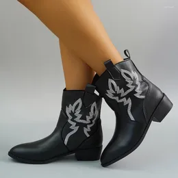 Casual Shoes Women Boots Dropship Classic Black White Cowboy Slip On Comfy Walk Vintage Square Heels Ankle Booties Female