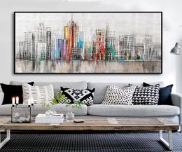 Abstract Art City Skyline Canvas Painting Printed On Canvas Wall Art For Living Room Modular Building Pictures3264276