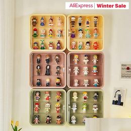 Storage Boxes Bins Wall Mounted Box For Figures Showcase Clear Acrylic Blind Display Case Stand Dust Proof Doll Toy 240125 Drop Delive Otrha