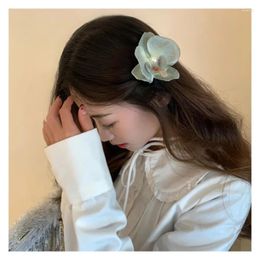Hair Clips Korean Sweet Phalaenopsis Flower Hairpin 2024 Fashion Bohemia Creative Design Cloth Floral Pearl Clip Female Headdress