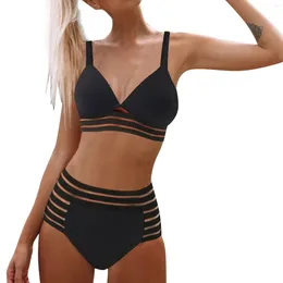 Women's Swimwear 2024 Split Swimsuit Sexy Black Board With High Waist Bikini Two Piece Swimsuits For Women Shorts