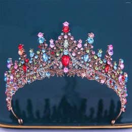 Hair Clips Colourful Colour Crystal Crowns Tiara For Women Girls Wedding Rhinestone Bridal Party Crown Diadem Jewellery Accessories