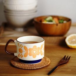 Mugs Vintage Underglaze Colour Ceramic Mug Creative Coffee Cup Milk Beautiful Office Water Tea