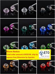 Wholesale-50pcs/lot !! Mixed 12 Colours 925 silver Murano Glass Beads Europe Fits Charm Bracelets necklaces & pendants LL