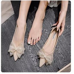 Casual Shoes Women Fashion Flat Single 2024 Summer Bow Bridesmaid Pointed Loafers Soft Sole Ladies Plus Size 31-46 Zapat