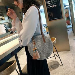 Shoulder Bags For Women'S 2024 Fashion Round Style Straw Bag Handbags Tassel Wild Messenger One-Shoulder Small Square