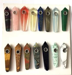 Natural Smoking pipe Crystal Stone pipes For Tobacco healing Hand Carb Hole GemstoneTower Quartz Point7493797