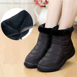 Boots Winter Women Snow Ankle Warm Fur Plus Flur Waterproof Footwear Flat Sewing Furry Edge Non Slip Casual Shoes Ladies Female