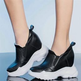 Boots Platform Pumps Shoes Women Breathable Cow Leather Wedges High Heel Ankle Female Round Toe Fashion Sneakers Casual