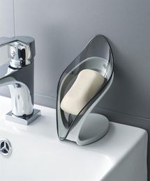 Creative transparent leafshaped soap dish bathroom toilet punch drain soaps rack leaf box32864538594
