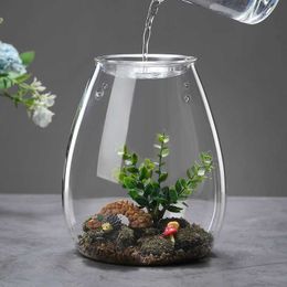 Vases Creative glass cap glass bottle moss vase hydroponic Fleshy miniature landscape glass terrace bonsai home decoration J240515