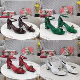Classic sandals Top luxury designer dress shoes Leather round crystal diamond decorated petal clear glass heels backless 6cm with box
